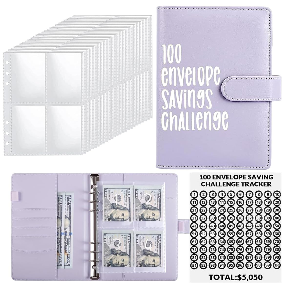 HASTHIP Money Saving Planner A5 Budget Binder 100 Days Money Saving Plan Binder with 100 Cash Envelopes Money Saving Budget Binder for Planning and Saving HASTHIP Money Saving Planner A5 Budget Binder 100 Days Money Saving Plan Binder with 100 Cash Envelopes Money Saving Budget Binder for Planning and Saving